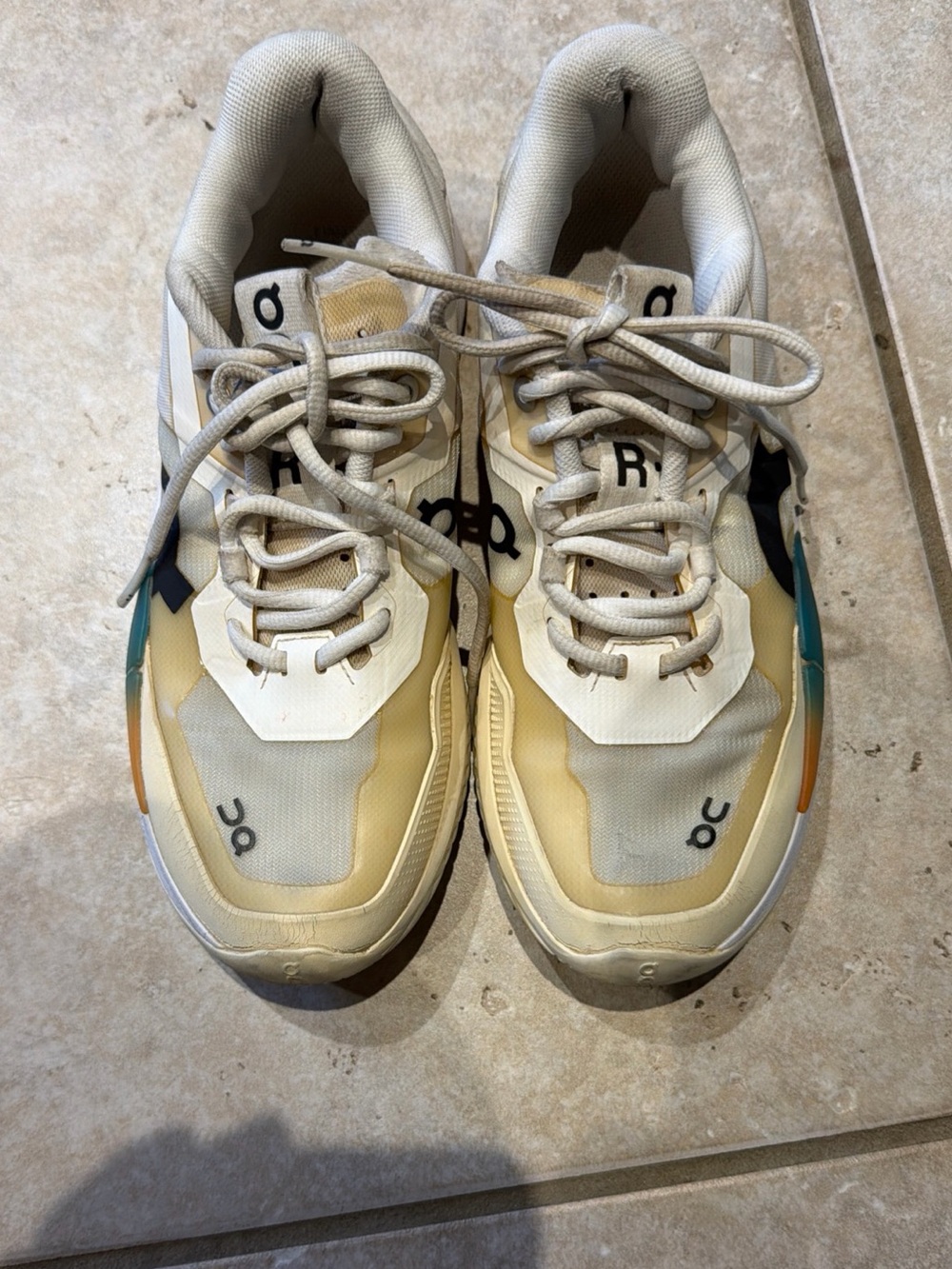 Kids Beige Athletic Sneakers with Teal & Tan Accents